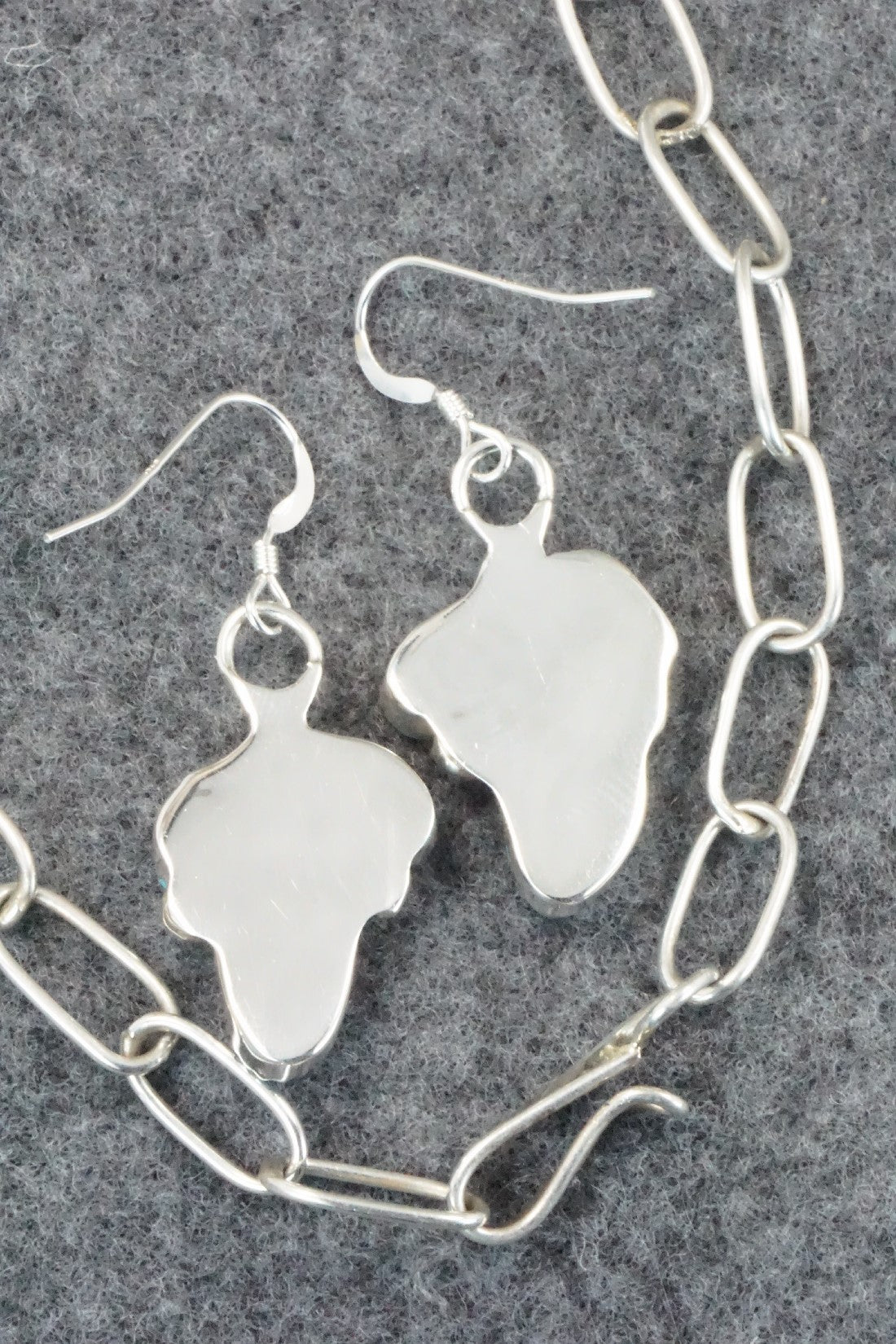 Turquoise & Sterling Silver Necklace and Earrings Set - Vangie Tsabatsaye
