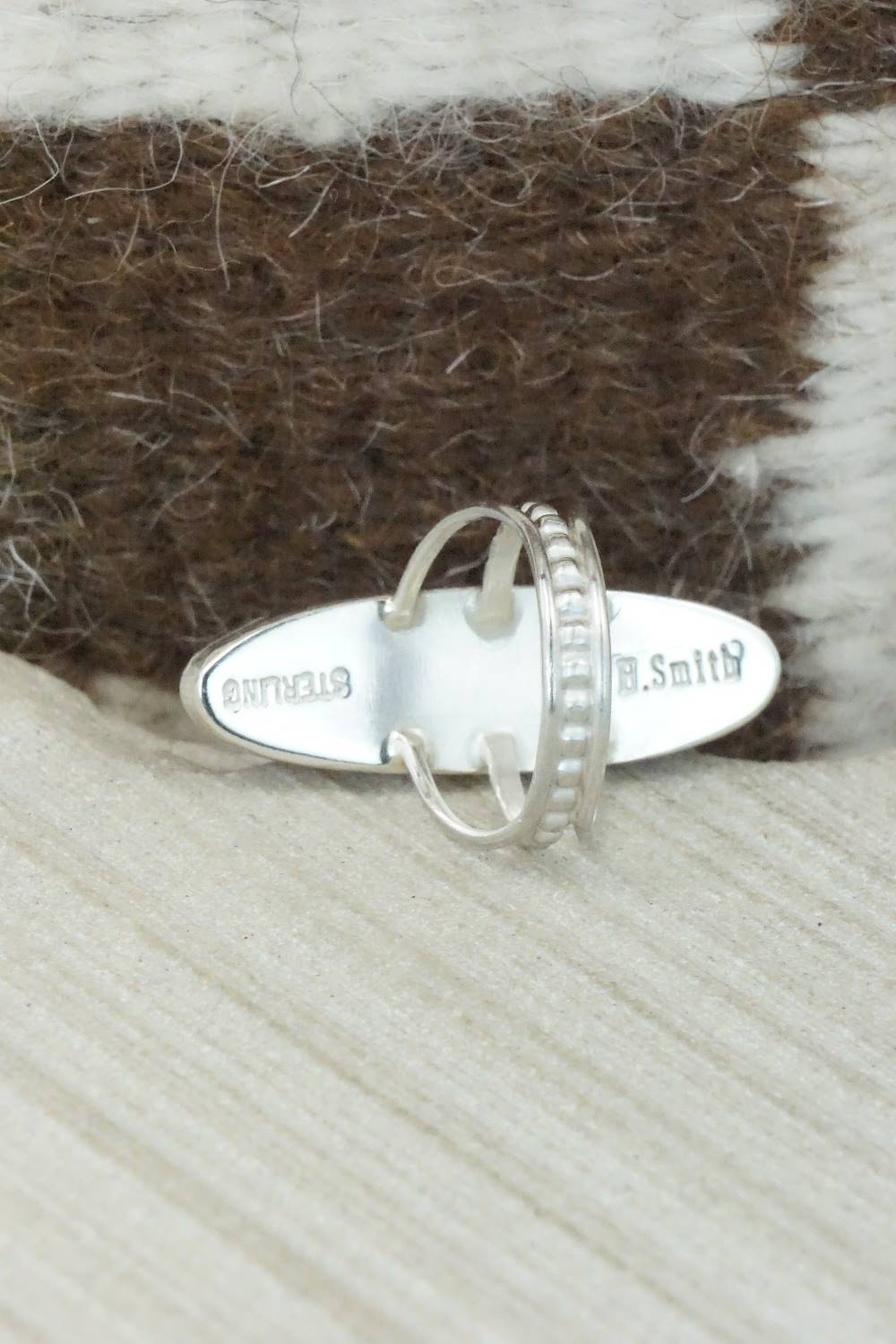 Spiny Oyster, Turquoise & Sterling Silver Ring - Harold Smith - Size 6.5