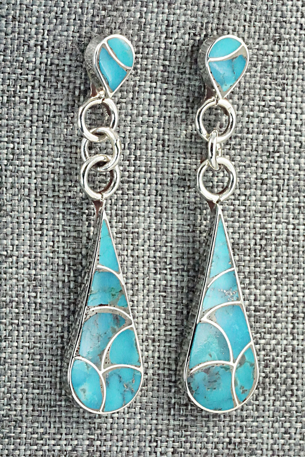 Turquoise & Sterling Silver Inlay Earrings - Lynette Johnson