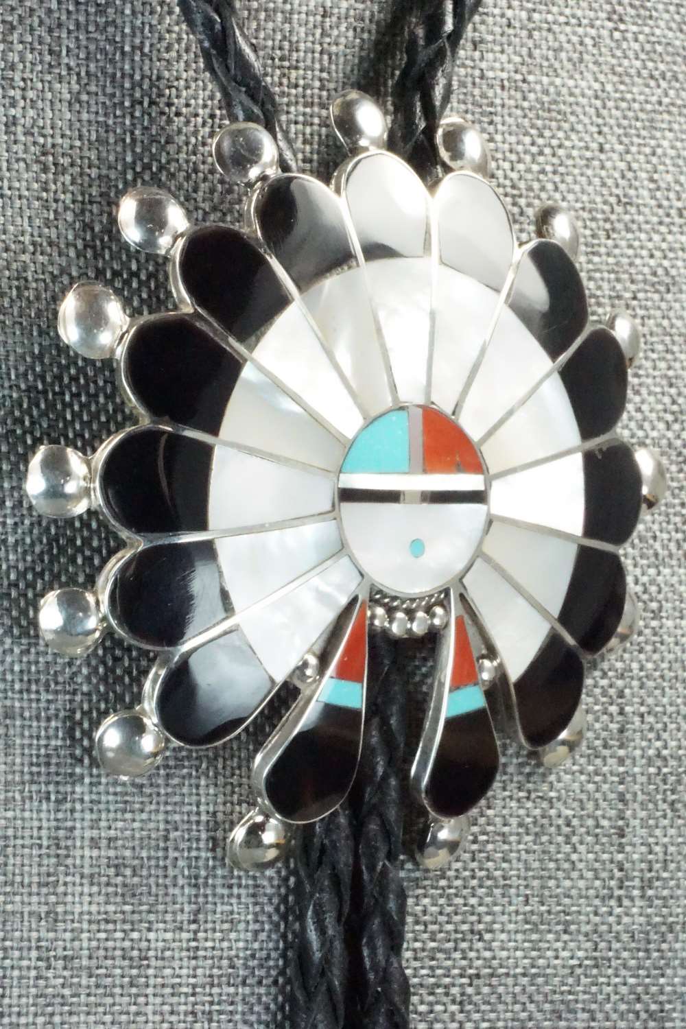 Mother of Pearl & Sterling Silver Inlay Bolo Tie - Pauline Lonjose