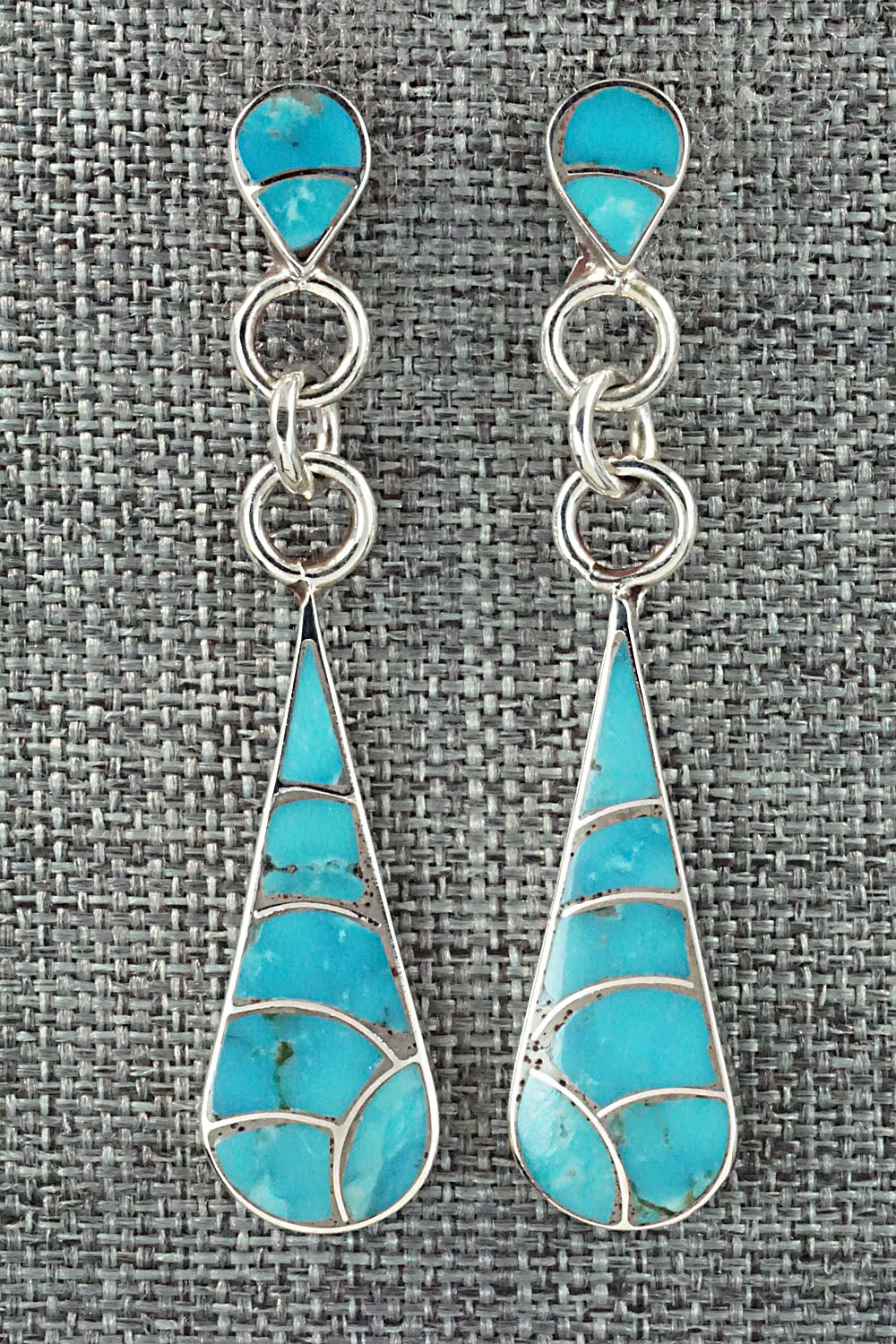 Turquoise & Sterling Silver Inlay Earrings - Lynette Johnson