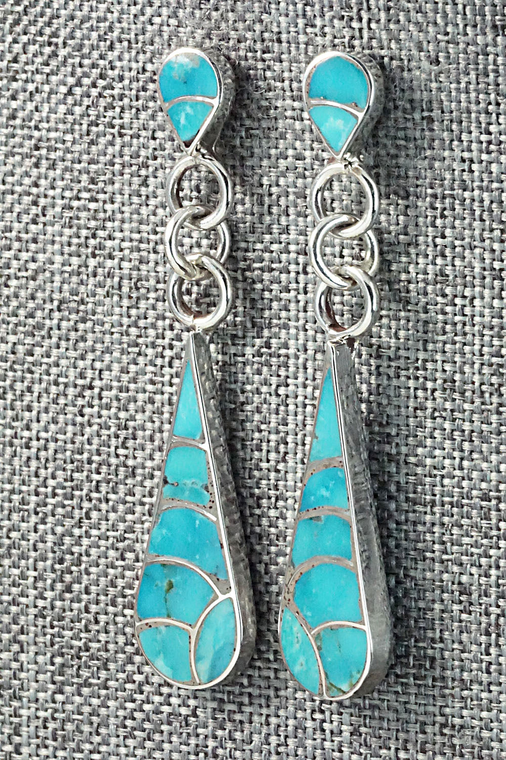 Turquoise & Sterling Silver Inlay Earrings - Lynette Johnson