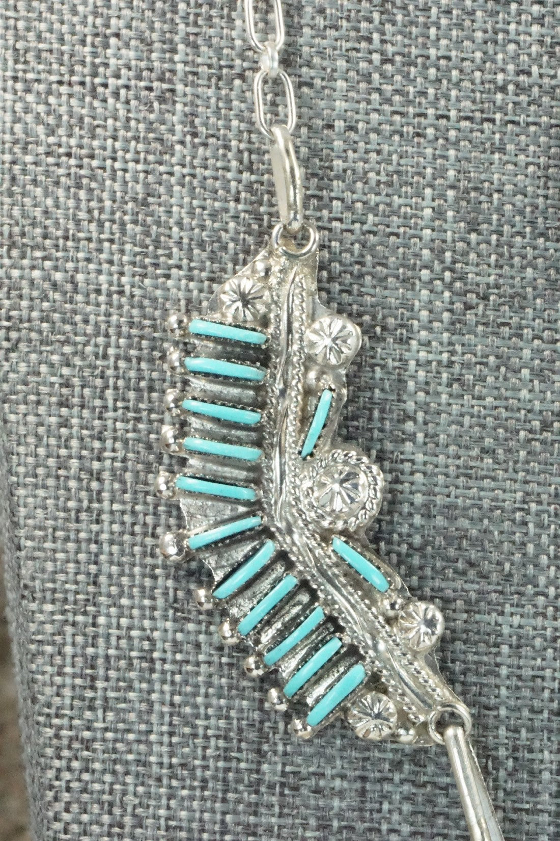 Turquoise & Sterling Silver Necklace and Earrings Set - Bernadette Wyaco