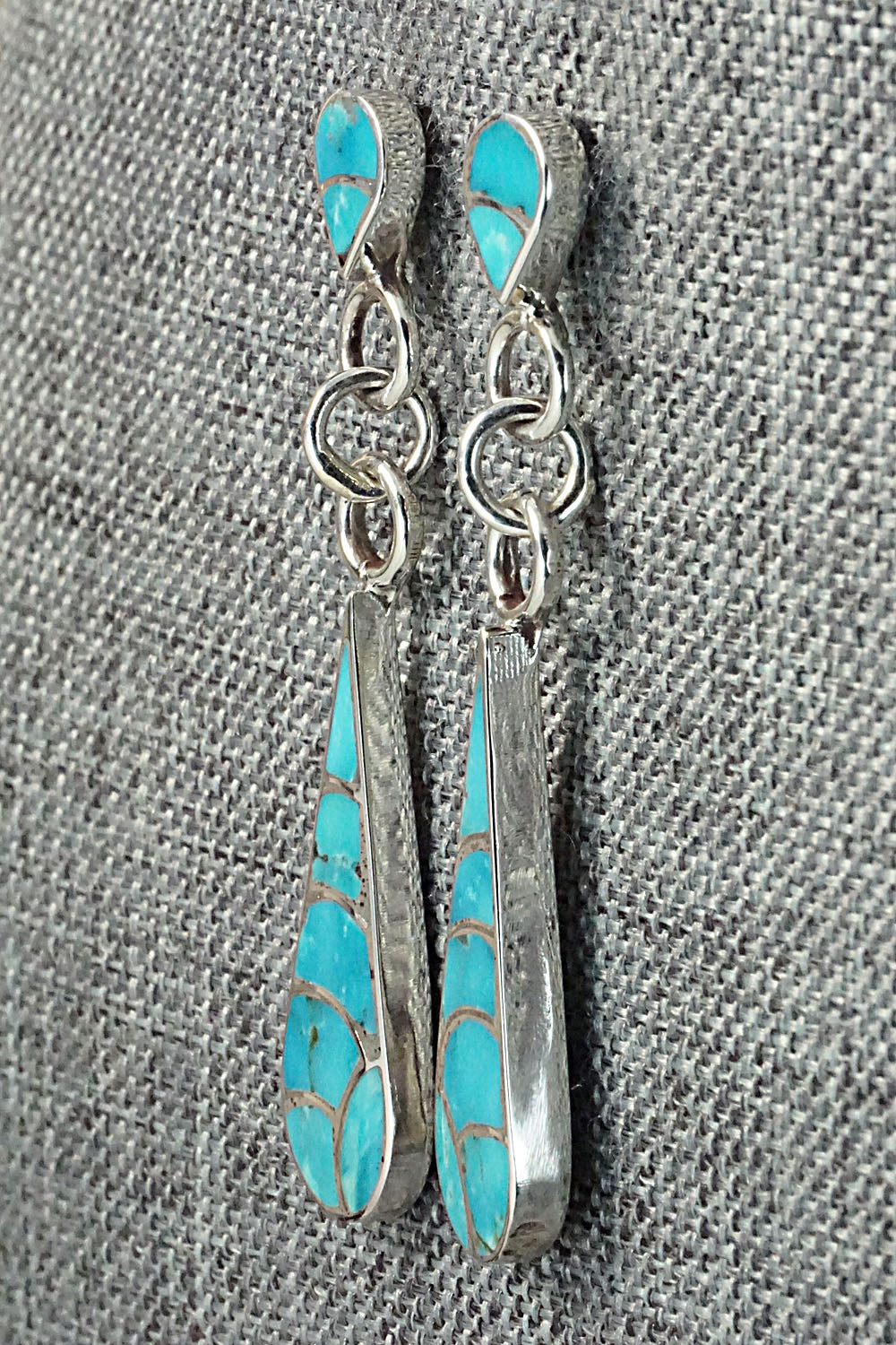 Turquoise & Sterling Silver Inlay Earrings - Lynette Johnson