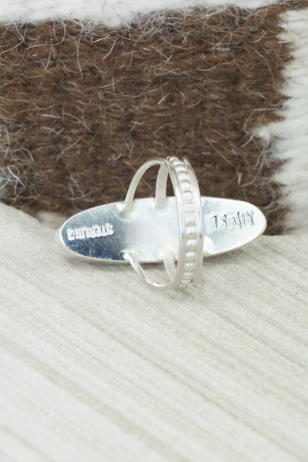 Spiny Oyster, Turquoise & Sterling Silver Ring - Harold Smith - Size 8.5