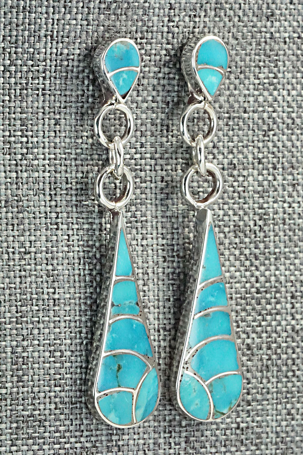 Turquoise & Sterling Silver Inlay Earrings - Lynette Johnson