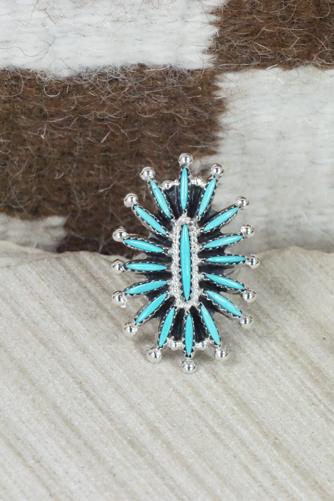 Turquoise & Sterling Silver Squash Blossom Necklace Set - Jack Etsate