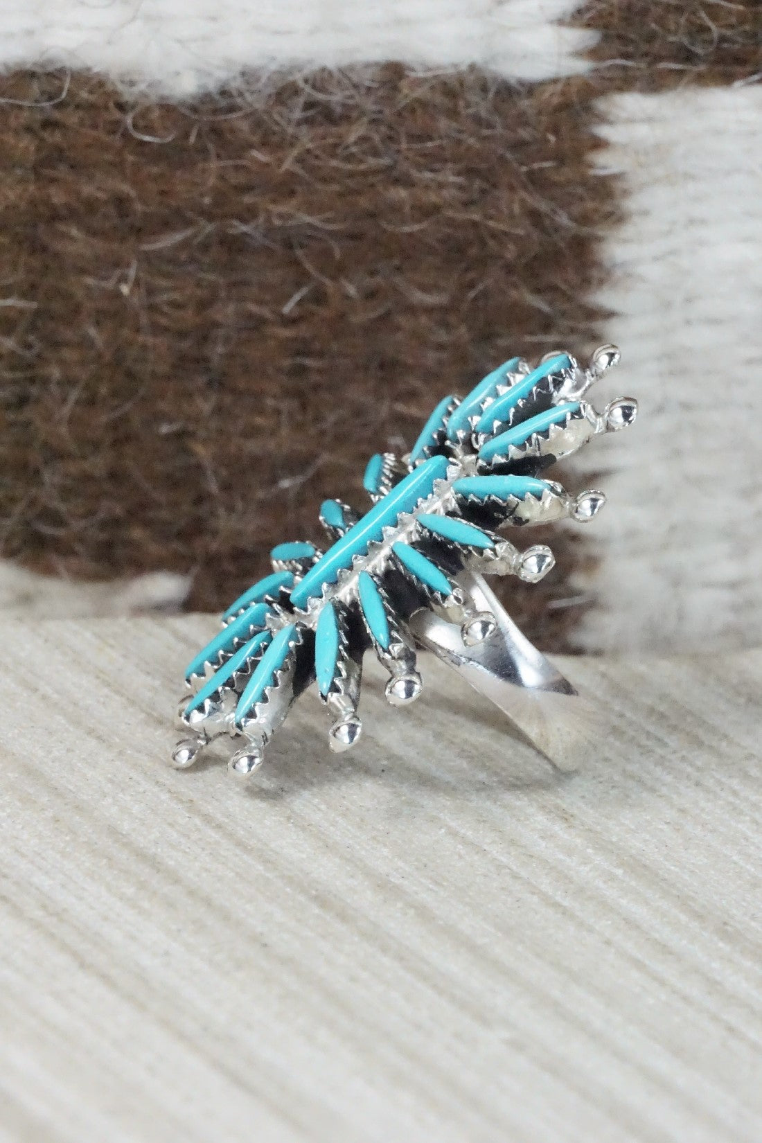 Turquoise & Sterling Silver Squash Blossom Necklace Set - Jack Etsate