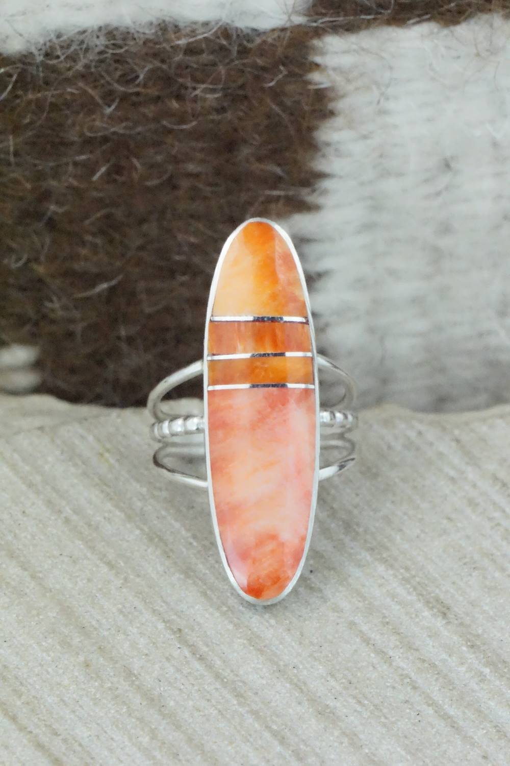 Spiny Oyster & Sterling Silver Ring - Harold Smith - Size 6