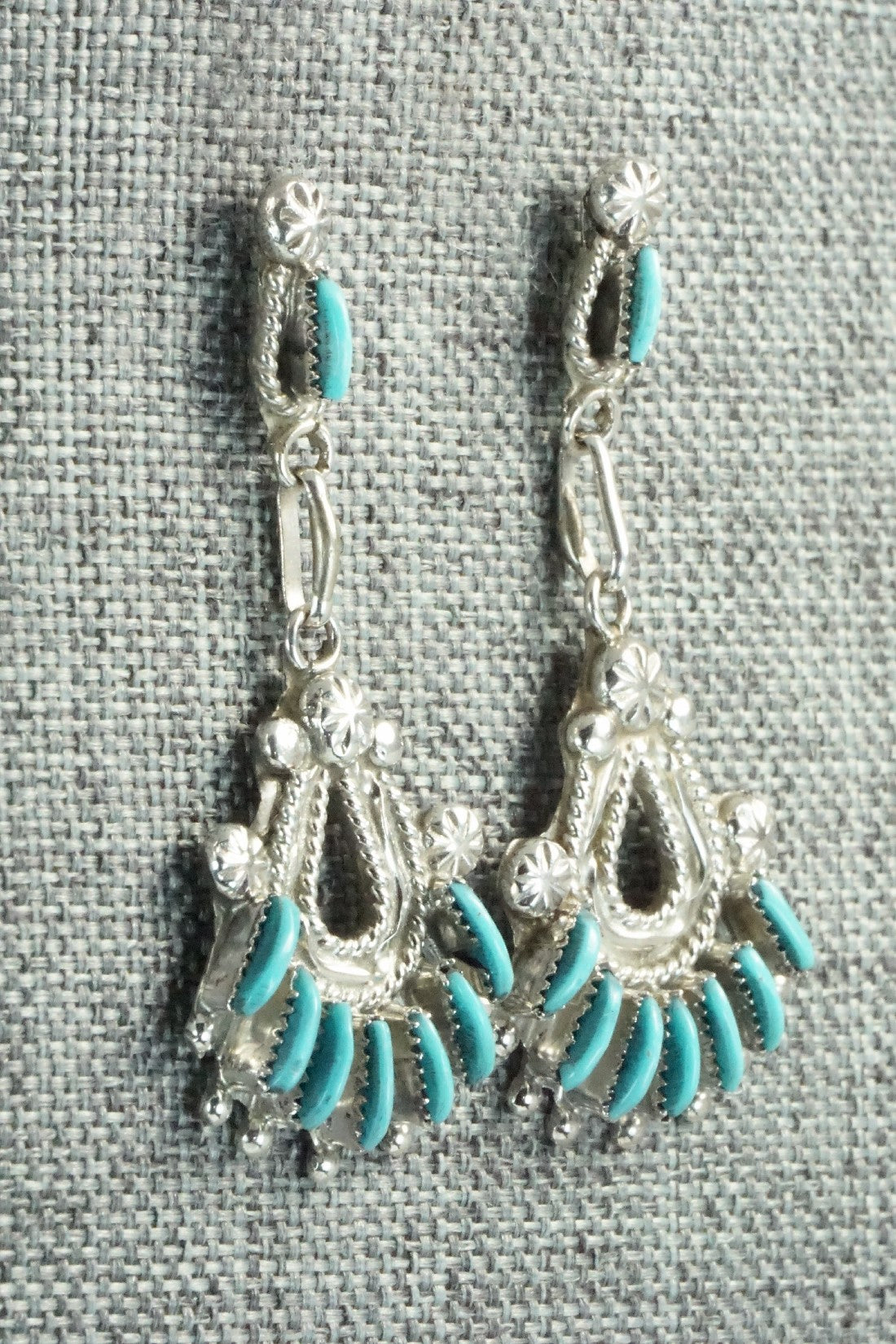 Turquoise & Sterling Silver Necklace and Earrings Set - Bernadette Wyaco