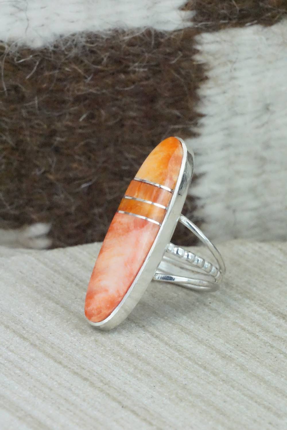 Spiny Oyster & Sterling Silver Ring - Harold Smith - Size 6