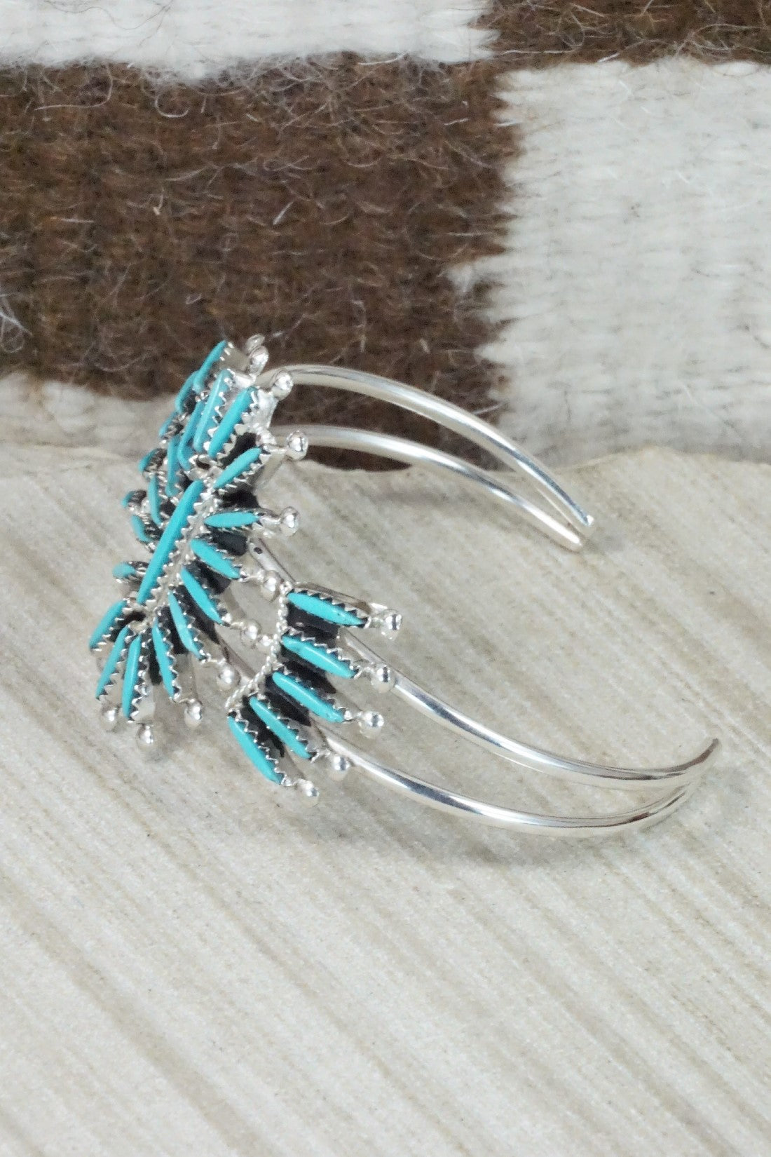 Turquoise & Sterling Silver Squash Blossom Necklace Set - Jack Etsate