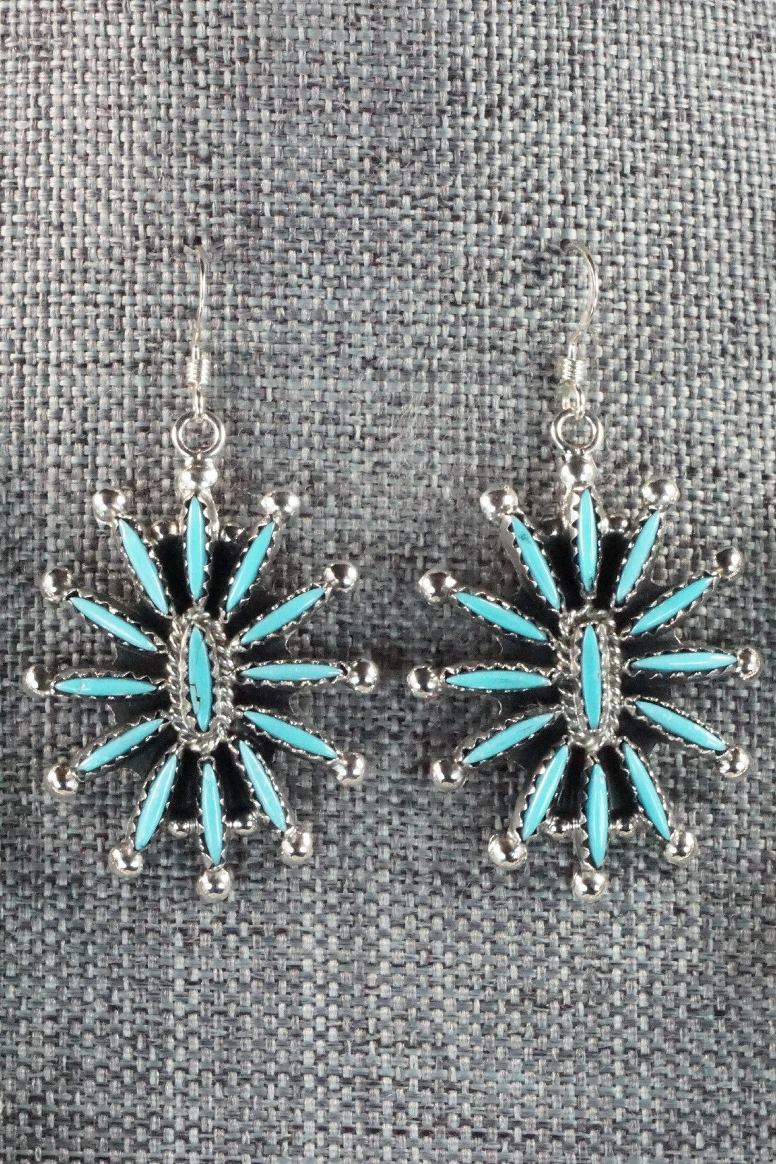 Turquoise & Sterling Silver Squash Blossom Necklace Set - Jack Etsate