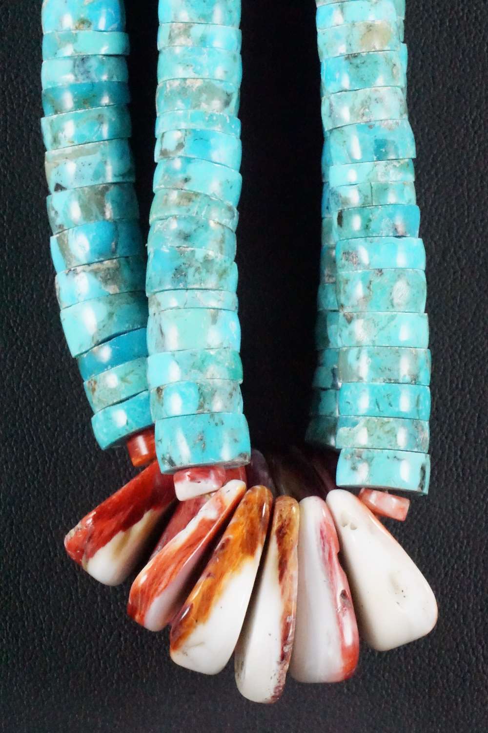 Turquoise, Spiny Oyster & Sterling Silver Necklace - Lupe Lovato