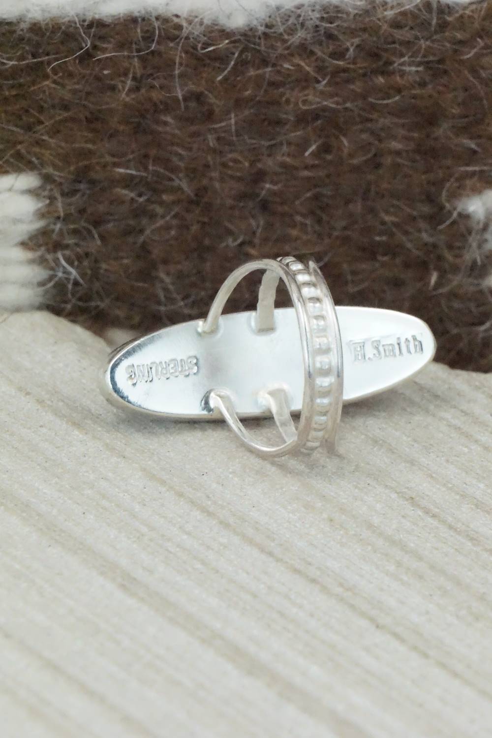 Spiny Oyster, Turquoise & Sterling Silver Ring - Harold Smith - Size 6.5