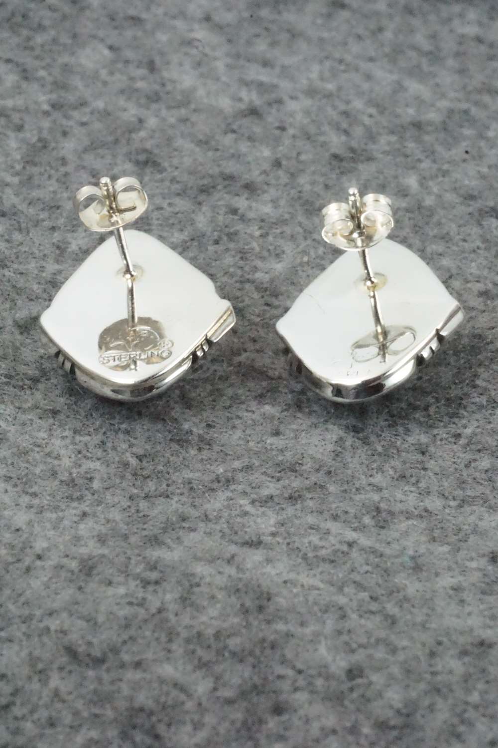 Amber & Sterling Silver Earrings - Navajo