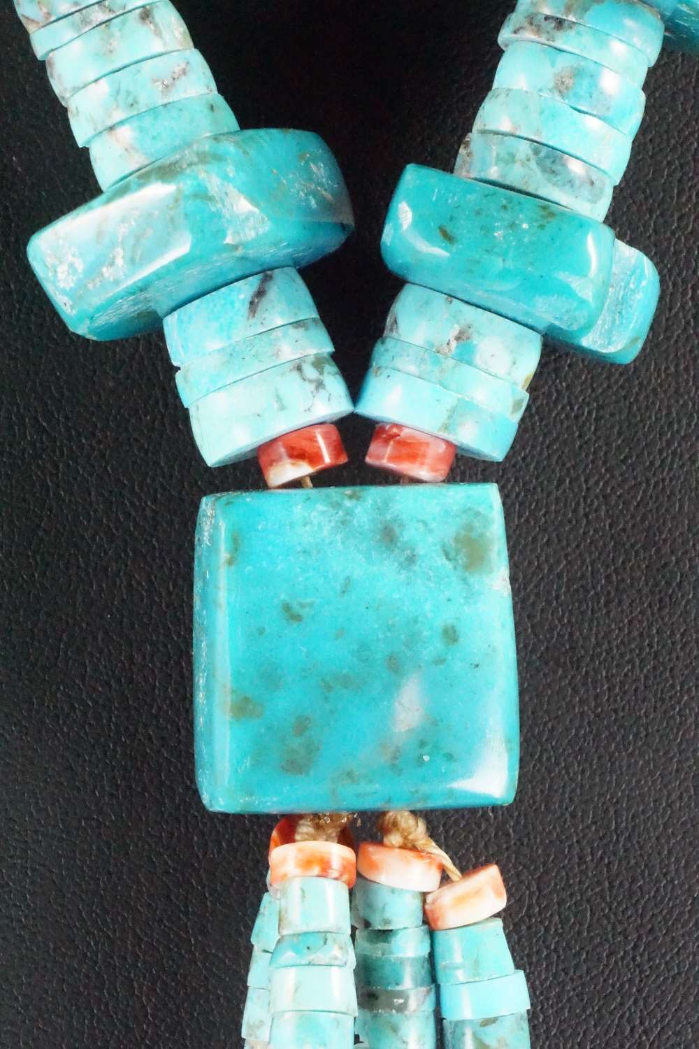 Turquoise, Spiny Oyster & Sterling Silver Necklace - Lupe Lovato