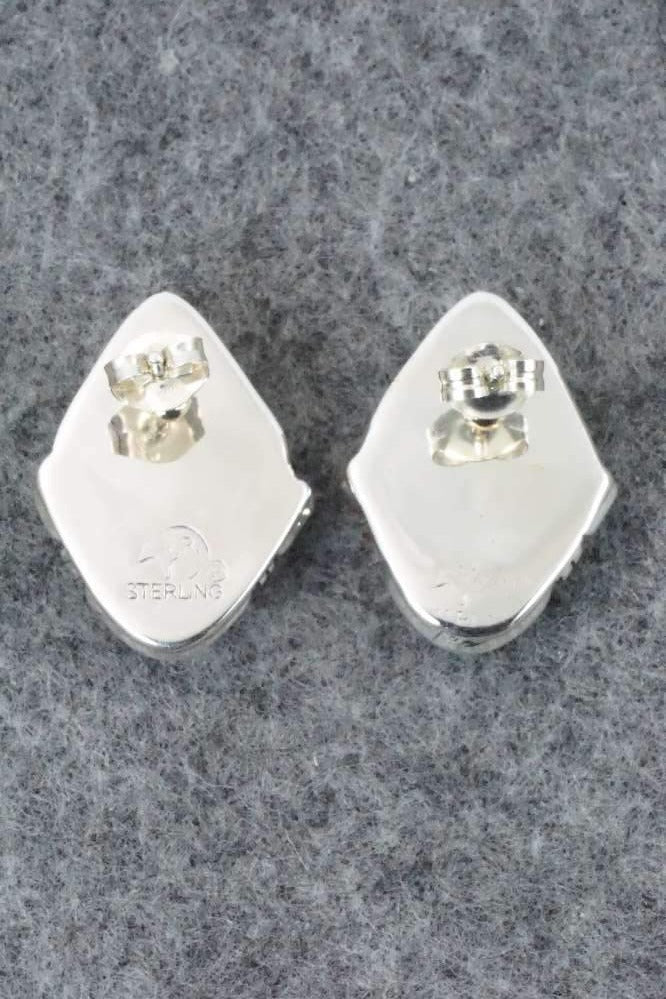 Amber & Sterling Silver Earrings - Navajo