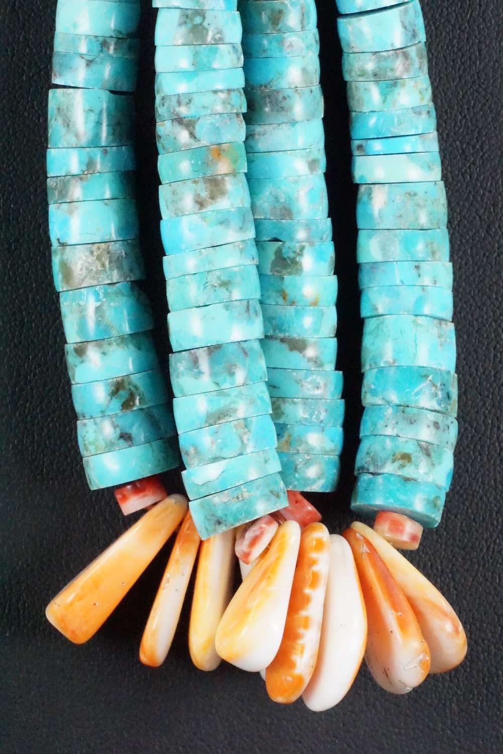 Turquoise, Spiny Oyster & Sterling Silver Necklace - Lupe Lovato