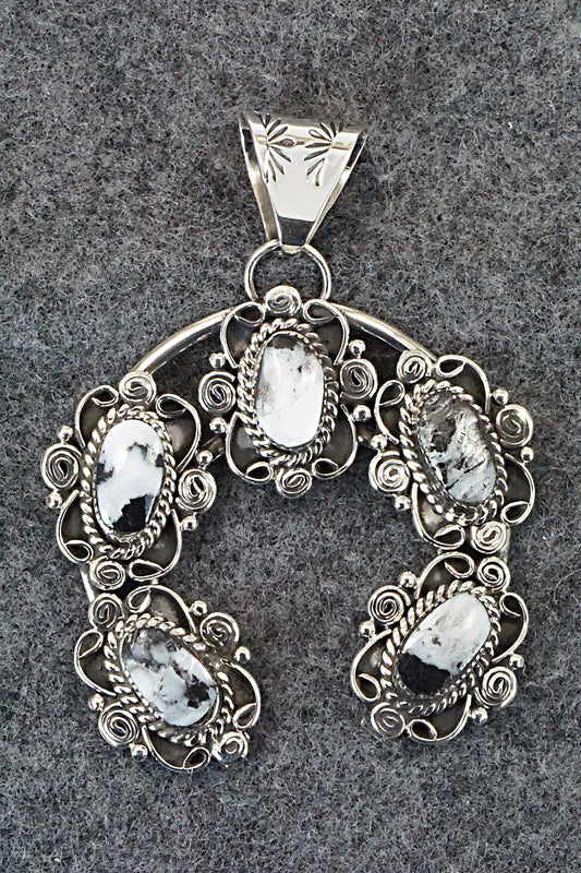 White Buffalo and Sterling Silver Naja Pendant - Calvin Belin