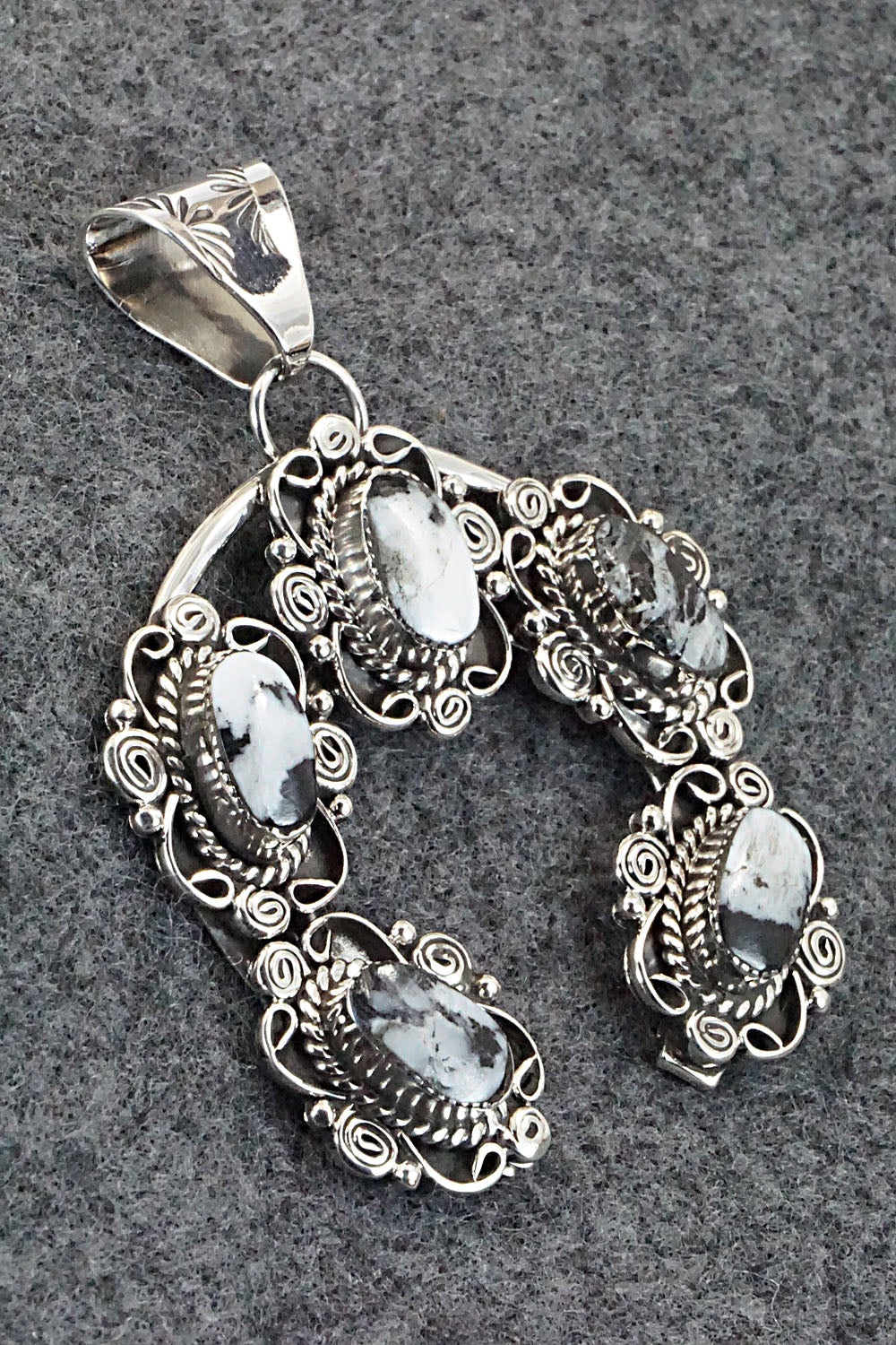 White Buffalo and Sterling Silver Naja Pendant - Calvin Belin