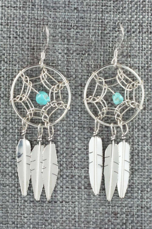 Turquoise & Sterling Silver Earrings - Lorenzo Arviso Jr.