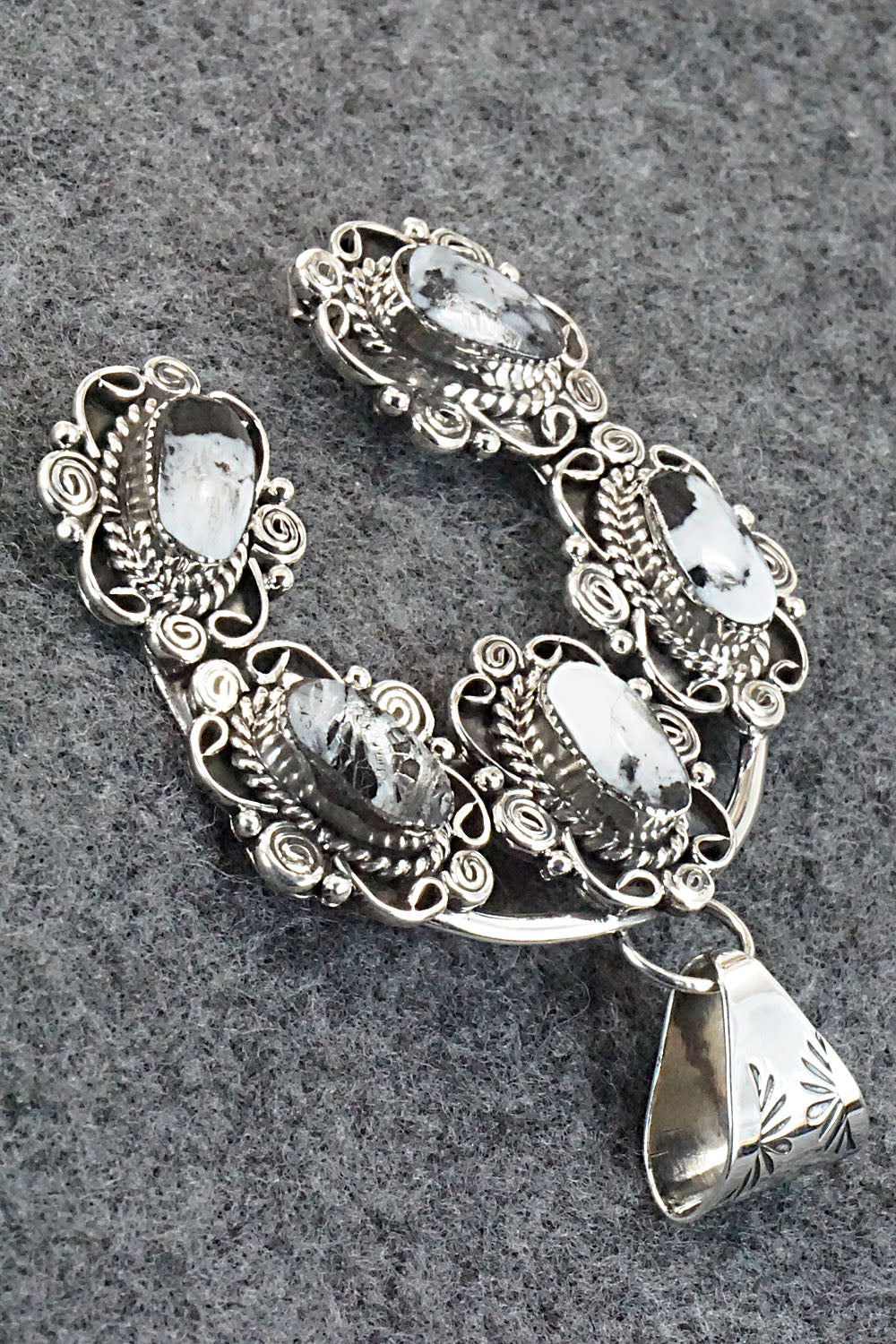 White Buffalo and Sterling Silver Naja Pendant - Calvin Belin