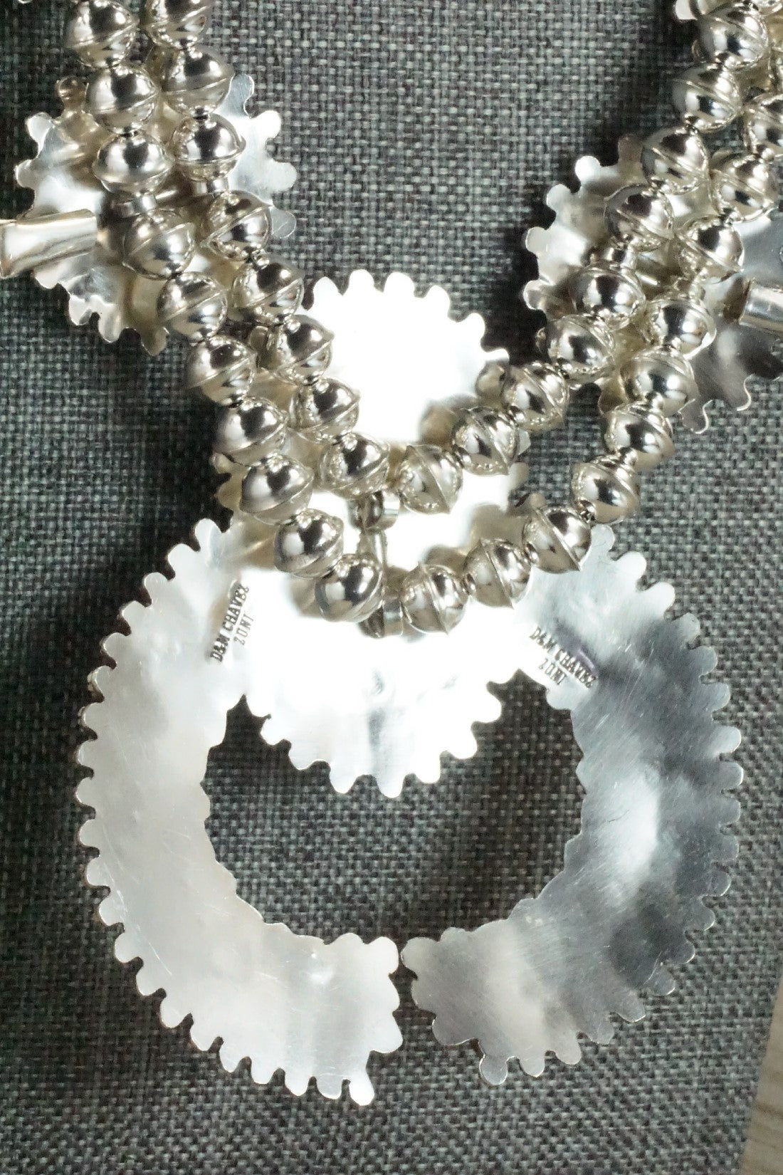 Turquoise & Sterling Silver Squash Blossom Necklace & Earrings - Merlinda Chavez
