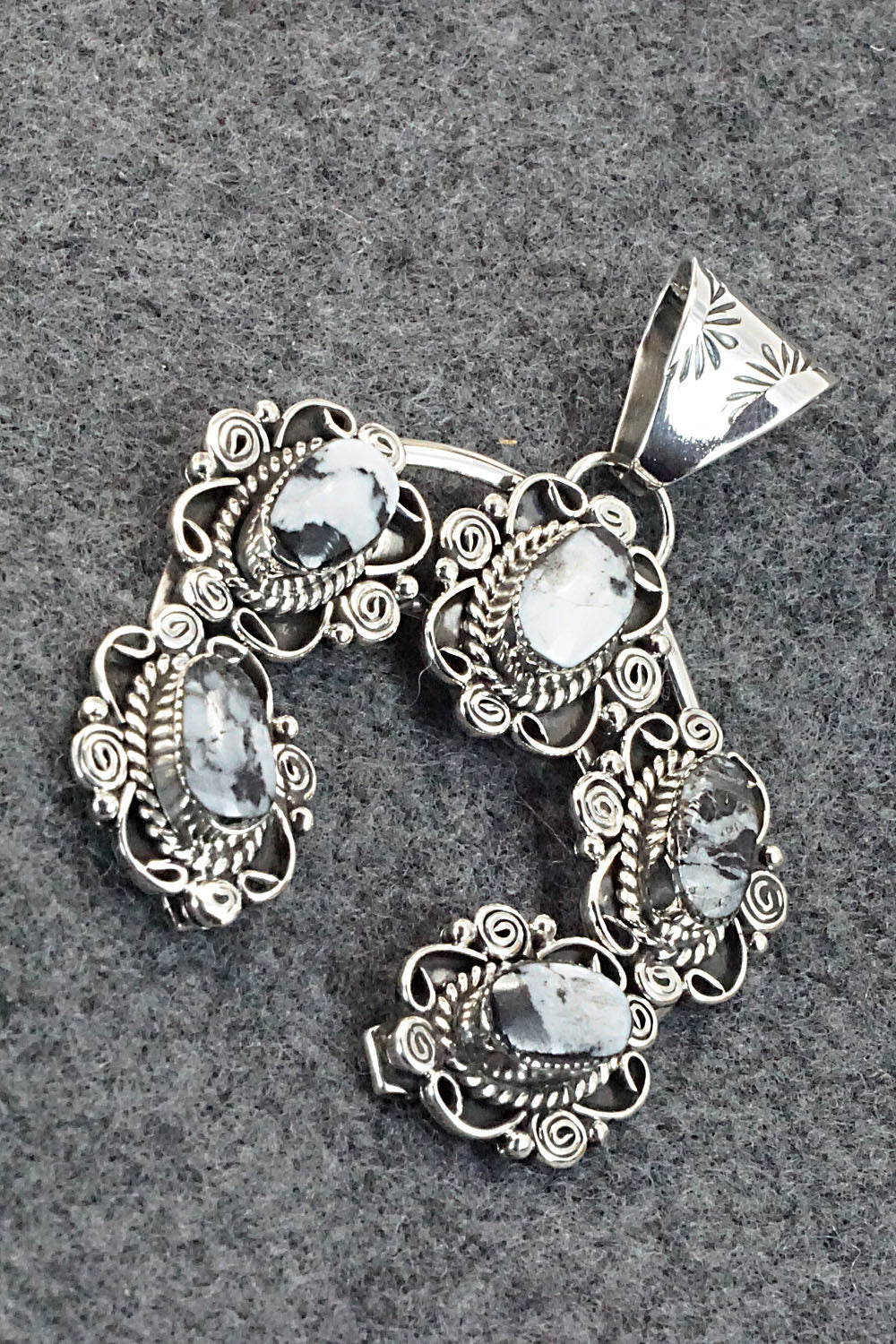White Buffalo and Sterling Silver Naja Pendant - Calvin Belin