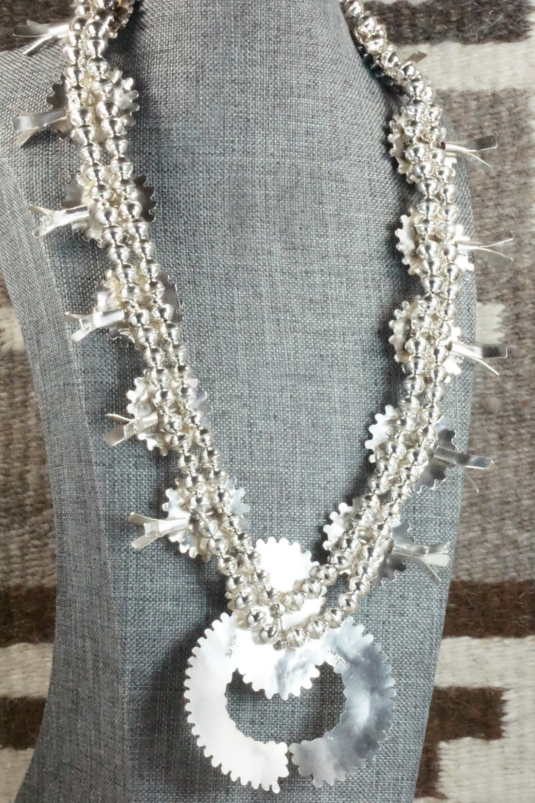 Turquoise & Sterling Silver Squash Blossom Necklace & Earrings - Merlinda Chavez