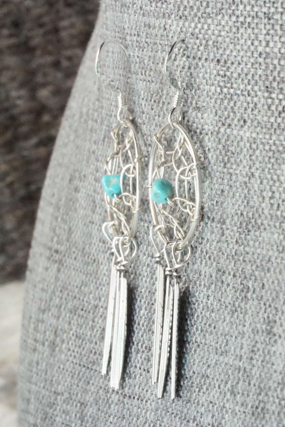 Turquoise & Sterling Silver Earrings - Lorenzo Arviso Jr.