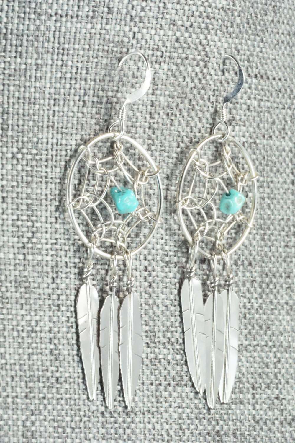Turquoise & Sterling Silver Earrings - Lorenzo Arviso Jr.