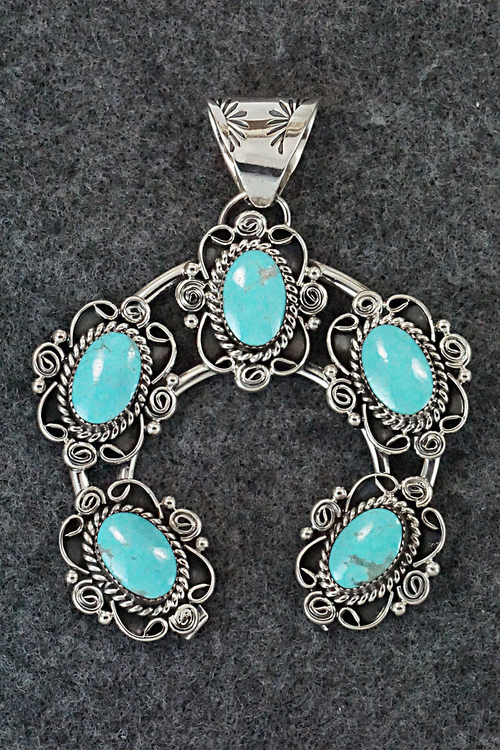 Turquoise and Sterling Silver Naja Pendant - Calvin Belin