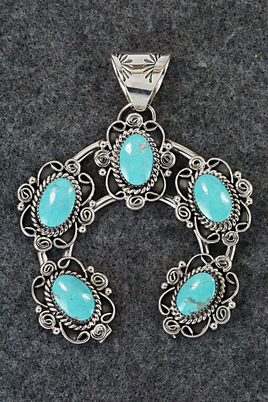 Turquoise and Sterling Silver Naja Pendant - Calvin Belin