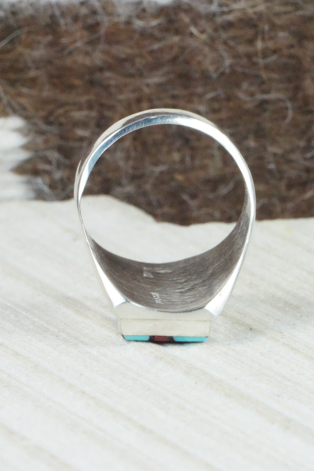 Multi Stone & Sterling Silver Ring - Herbert Kallestewa - Size 11.75