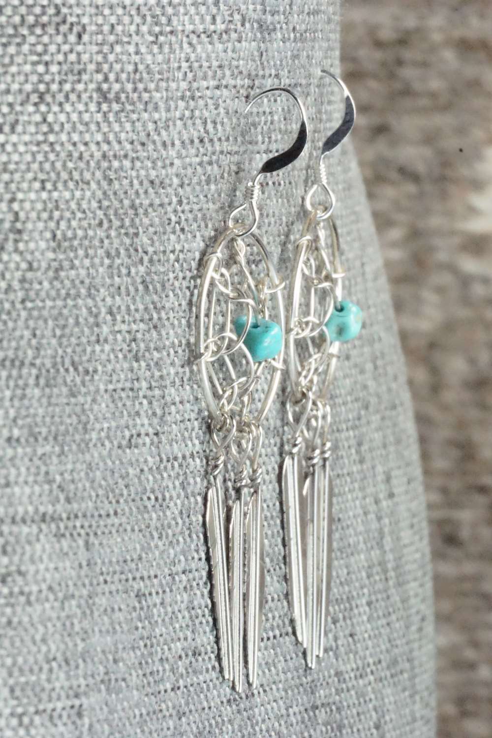 Turquoise & Sterling Silver Earrings - Lorenzo Arviso Jr.