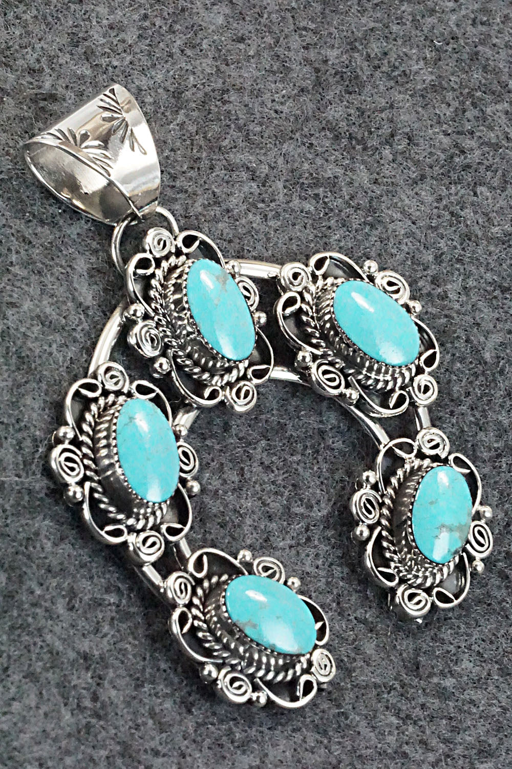 Turquoise and Sterling Silver Naja Pendant - Calvin Belin