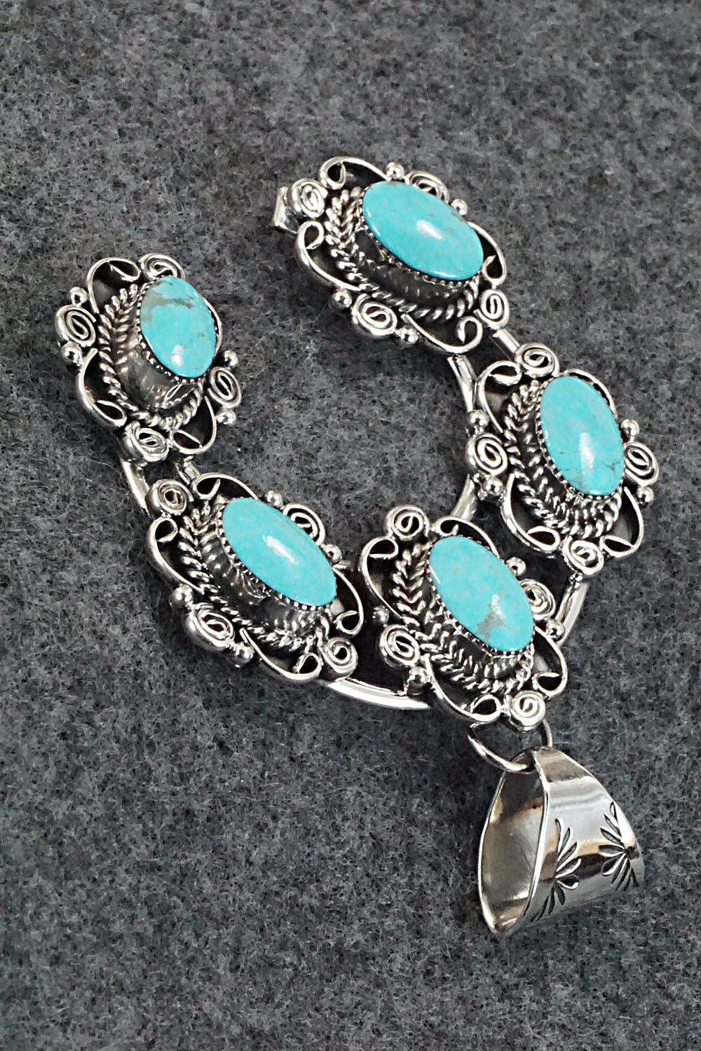 Turquoise and Sterling Silver Naja Pendant - Calvin Belin