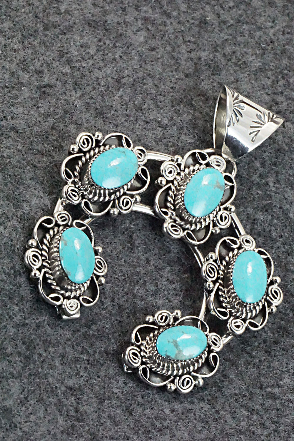 Turquoise and Sterling Silver Naja Pendant - Calvin Belin