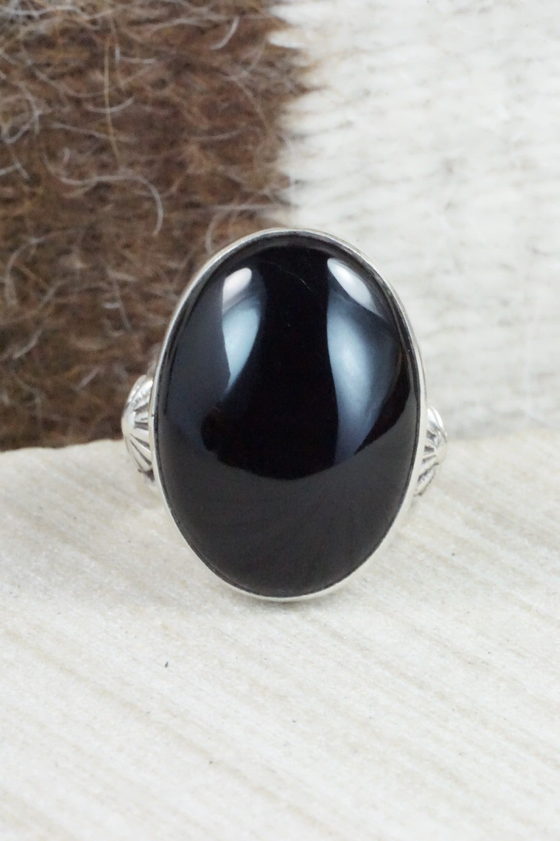Onyx & Sterling Silver Ring - Ben Begay - Size 6.75
