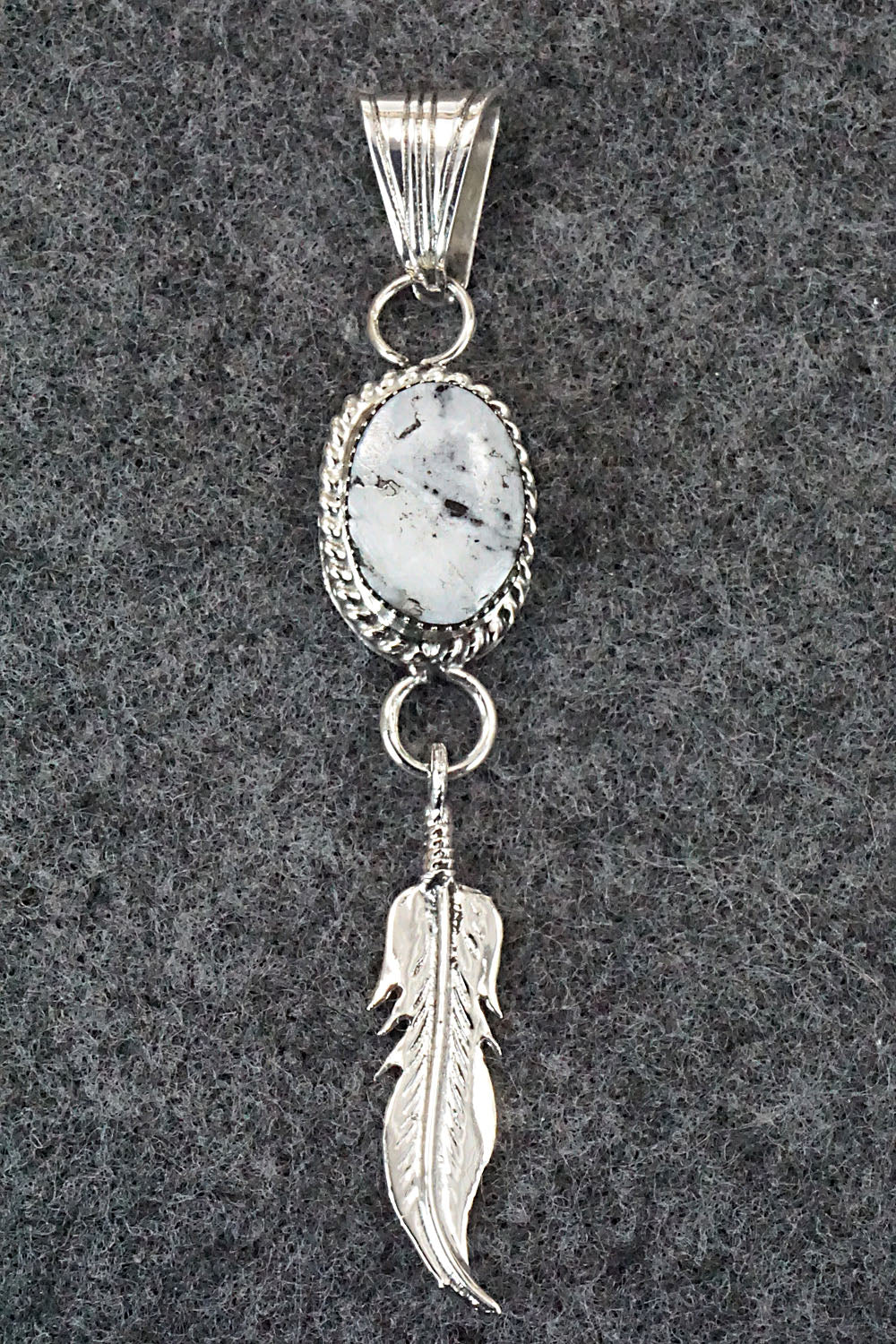 White Buffalo & Sterling Silver Pendant - Gregg Yazzie