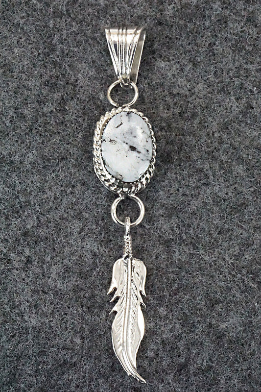 White Buffalo & Sterling Silver Pendant - Gregg Yazzie