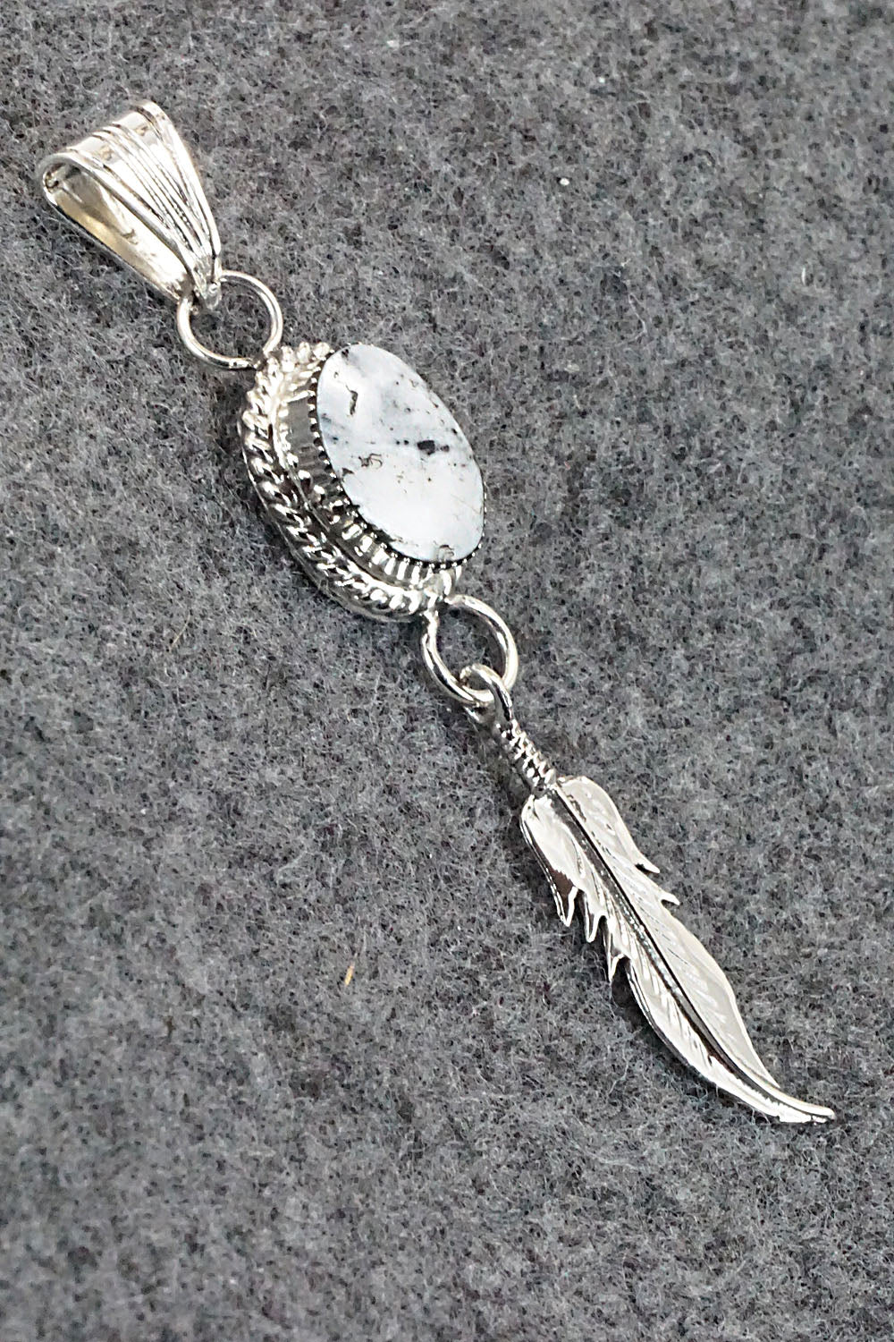 White Buffalo & Sterling Silver Pendant - Gregg Yazzie