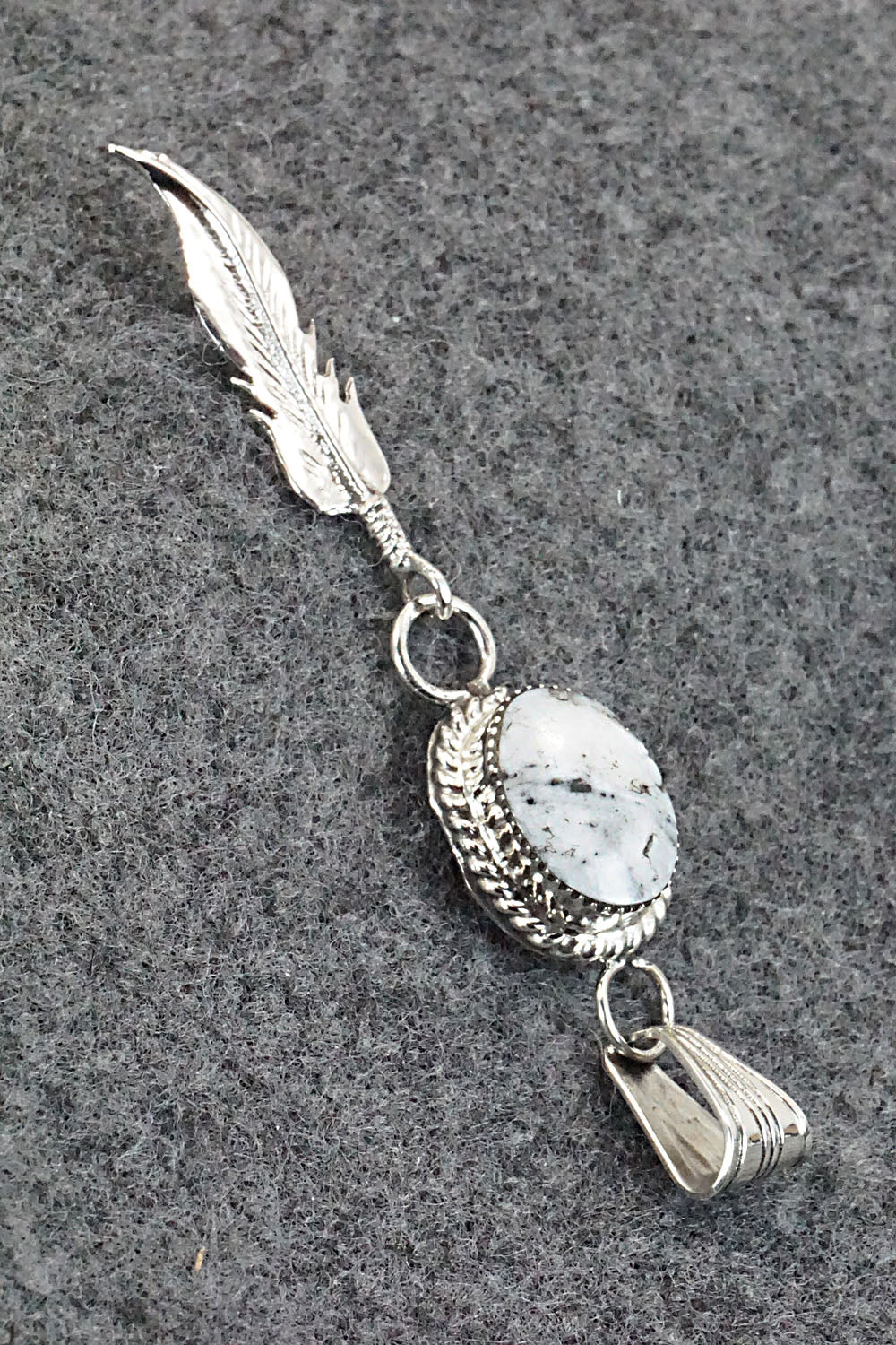 White Buffalo & Sterling Silver Pendant - Gregg Yazzie