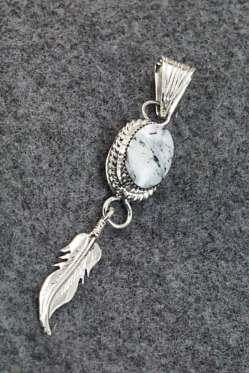 White Buffalo & Sterling Silver Pendant - Gregg Yazzie