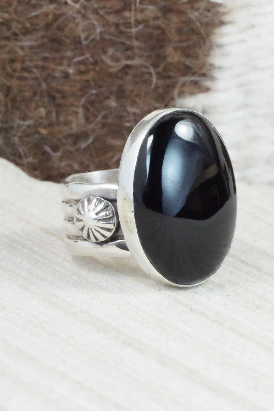 Onyx & Sterling Silver Ring - Ben Begay - Size 6.75