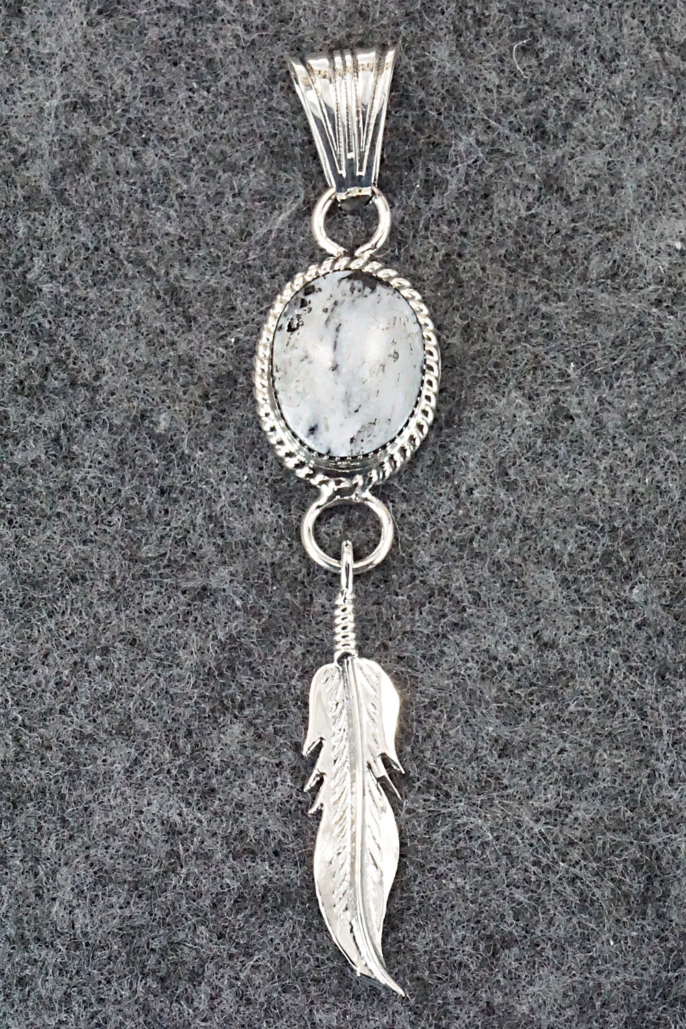 White Buffalo & Sterling Silver Pendant - Gregg Yazzie