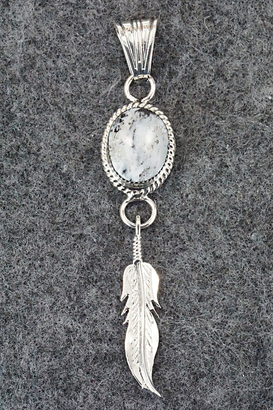 White Buffalo & Sterling Silver Pendant - Gregg Yazzie