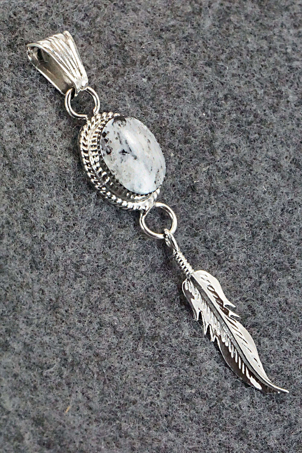 White Buffalo & Sterling Silver Pendant - Gregg Yazzie