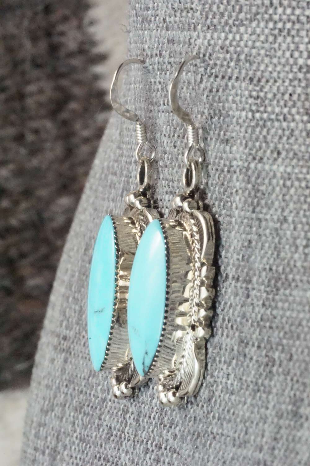 Turquoise and Sterling Silver Earrings - Navajo